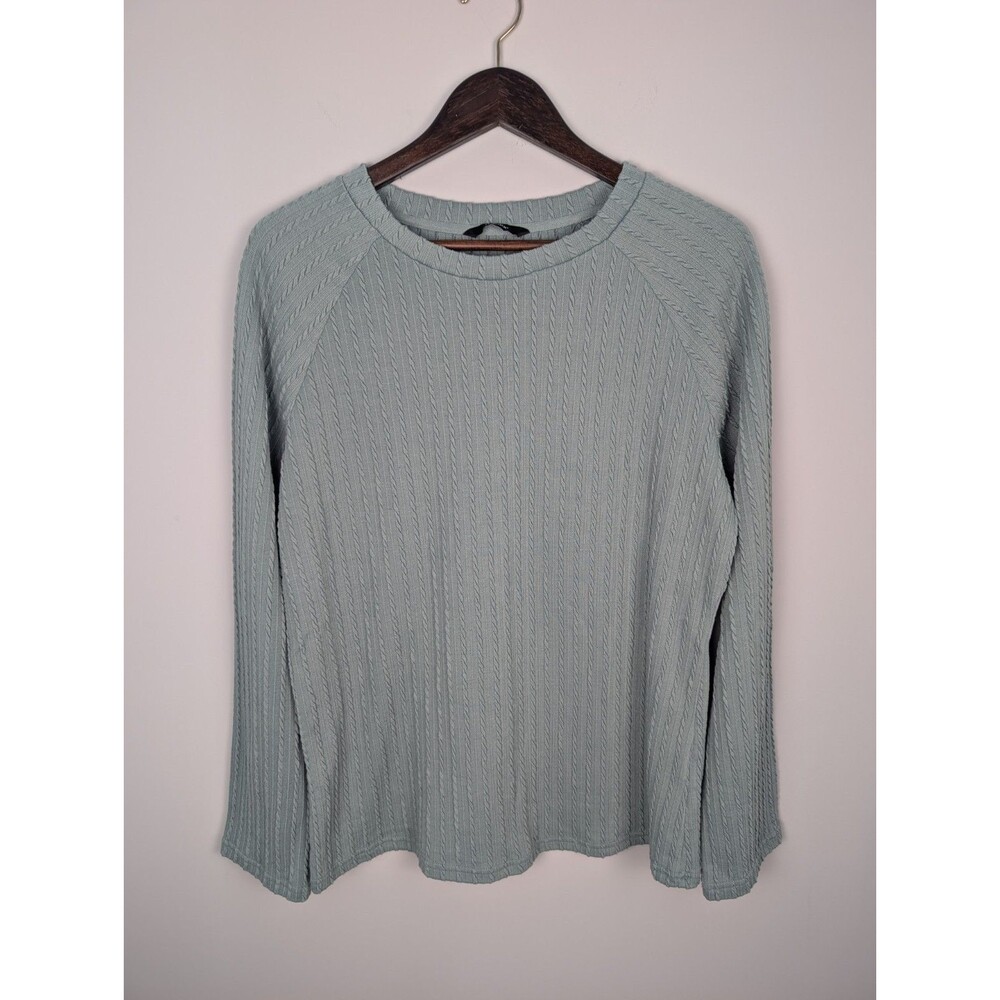 Dokotoo Womens Top Casual Crewneck Long Sleeve Cable-Knit Sweater Size L Green